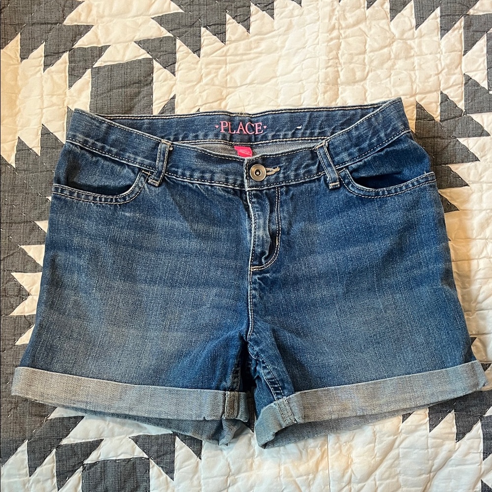 The Children's Place Dark Blue Rolled Hem Jean Shorts